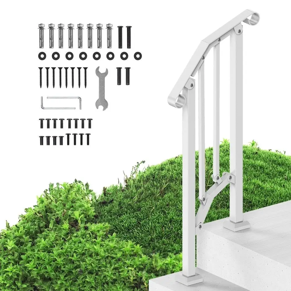 

for outdoor Step Handrail for seniors Retro Arch Design White 1-2 Step