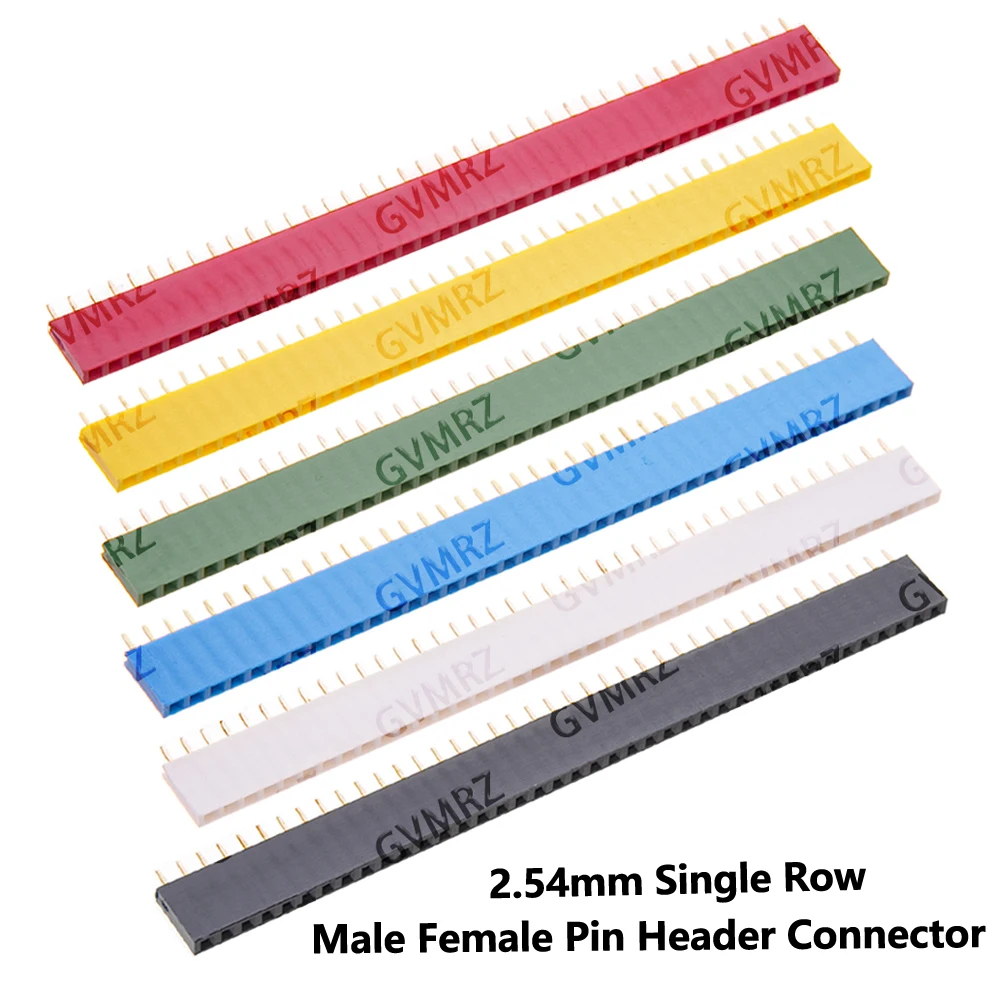 Image of 10 Stück 40-poliger 2,54 mm schwarzer, weißer, roter, einreihiger, zweireihiger, gerader Stecker-Steckverbinderstreifen für PBC Ard, gelb, blau
