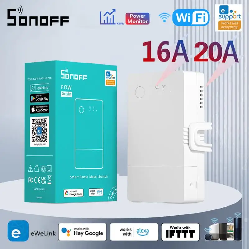 SONOFF TH Origin Wifi Switch Smart Home Controller Temperature Humidity Monitor Switch 20A Max SONOFF POW Origin Upgrade Version