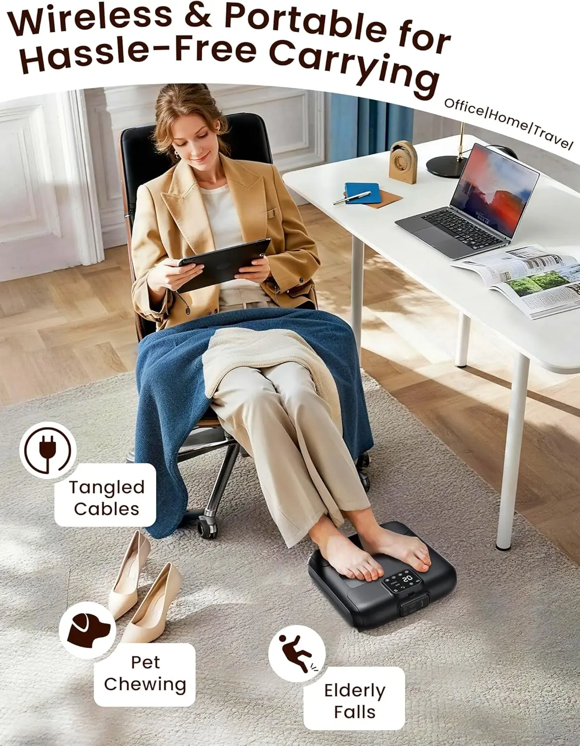 Wireless Foot Massager Gun with Remote, 10-Level Percussion Massage, Rechargeable Shiatsu Foot Massager, FSA/HSA Eligible