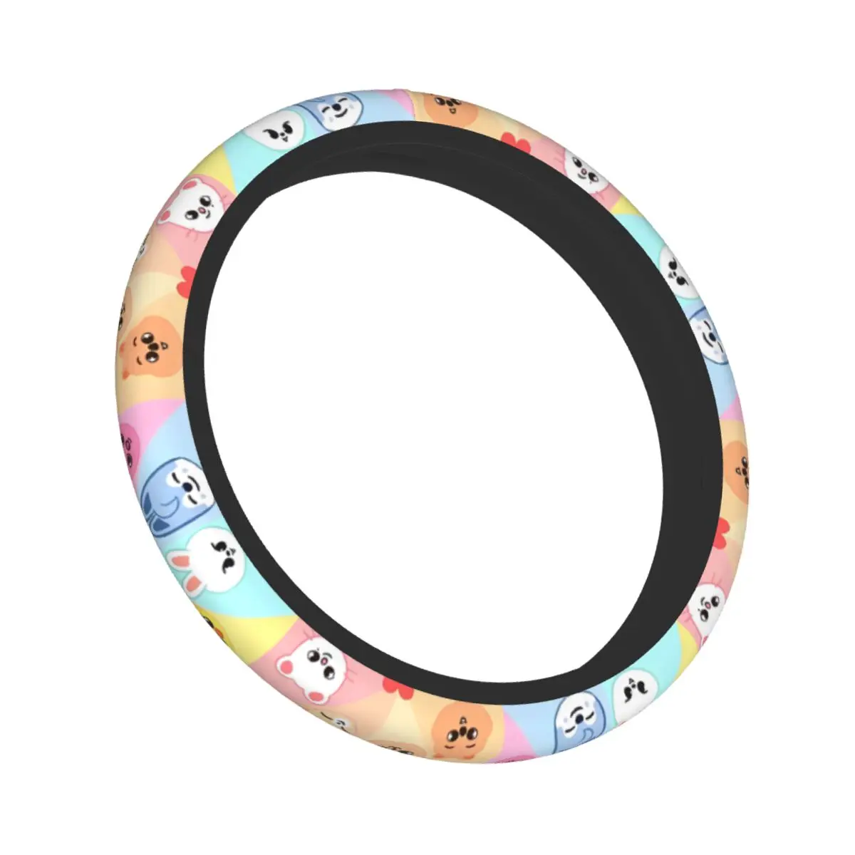 37-38 Steering Wheel Covers Korea Kpop Cute Cartoon Elastic Band Braid On The Steering Wheel Cover Colorful Car Accessories