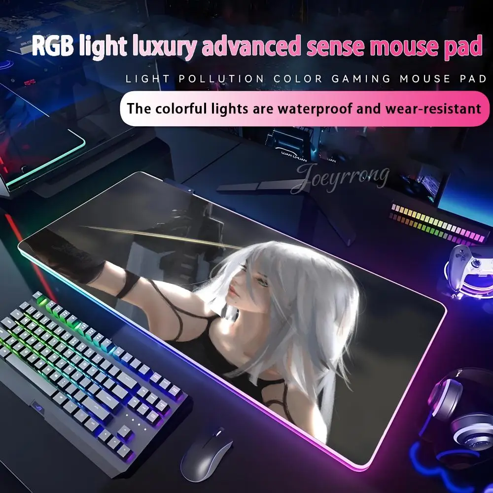 

Коврик для мыши Nier Automata RGB коврик для мыши расширенная игровая клавиатура семь цветов светодиодные коврики большой 1000x500 мм XXL геймер