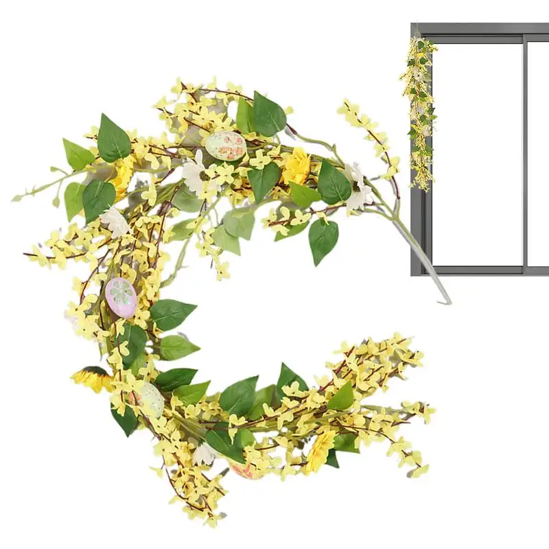 Spring Garland With Lights 3.28ft Silk Spring Flower Garland Battery Operated Floral Vines Decoration For Bedroom Wedding Party