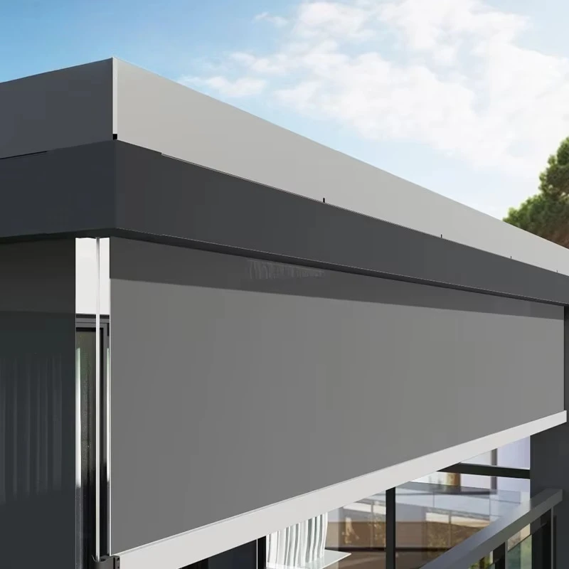 ستارة مقاومة للرياح، ستائر كهربائية مقاومة للماء للاستخدام الخارجي، شرفة غازيبو، عريشة خارجية من الألومنيوم، بمحركات خارجية