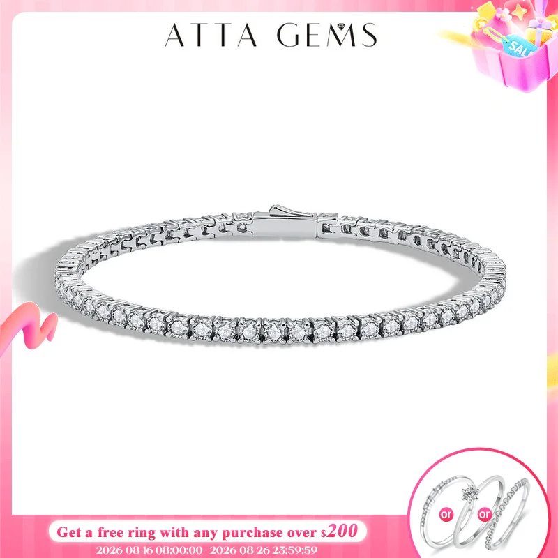 ATTAGEMS D Farbe Rundschliff 5,0 4,0 mm Moissanit Tennisarmband für Damen Herren Echt 925 Sterling Silber Pass Diamond Tester Geschenk