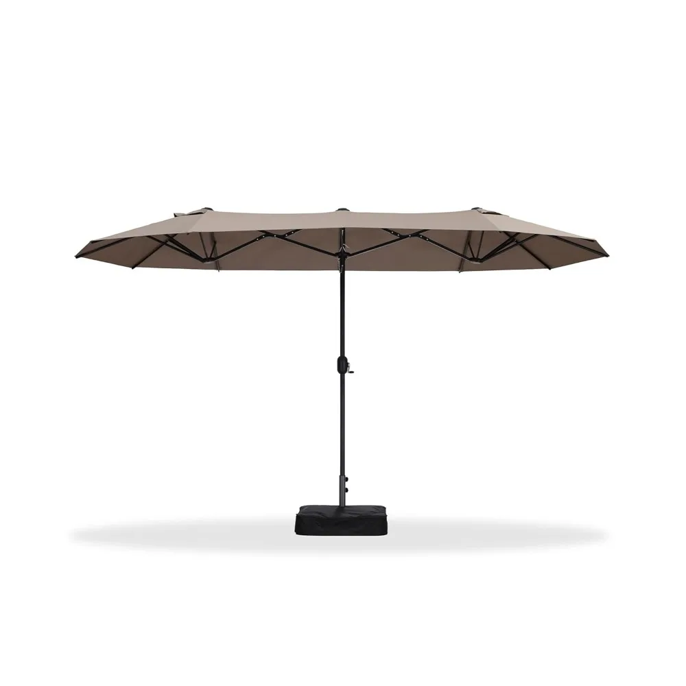 

13-foot Patio Umbrella with Base, Double-sided Rectangular Outdoor Table and Chair Umbrella with Crank Handle, Customizable