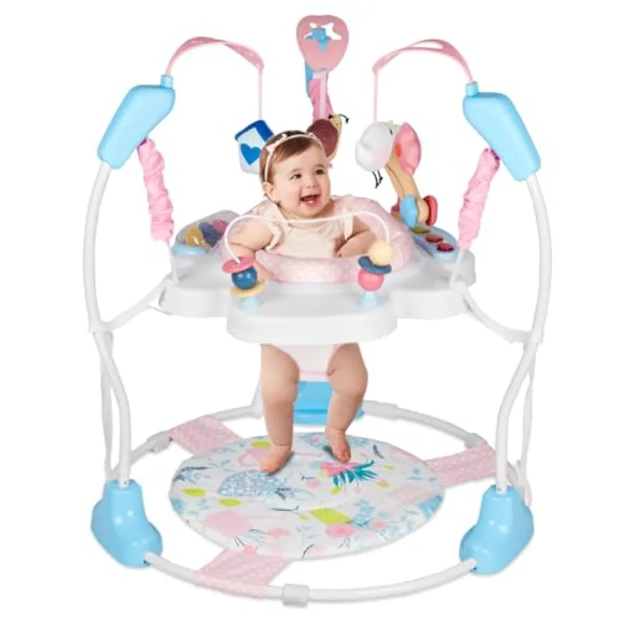 

Baby Activity Center for 6+ Months: Plastic Blue and Yellow 360 Rotating Seat with Music Lights Infant Toys 3 Adjustable Height