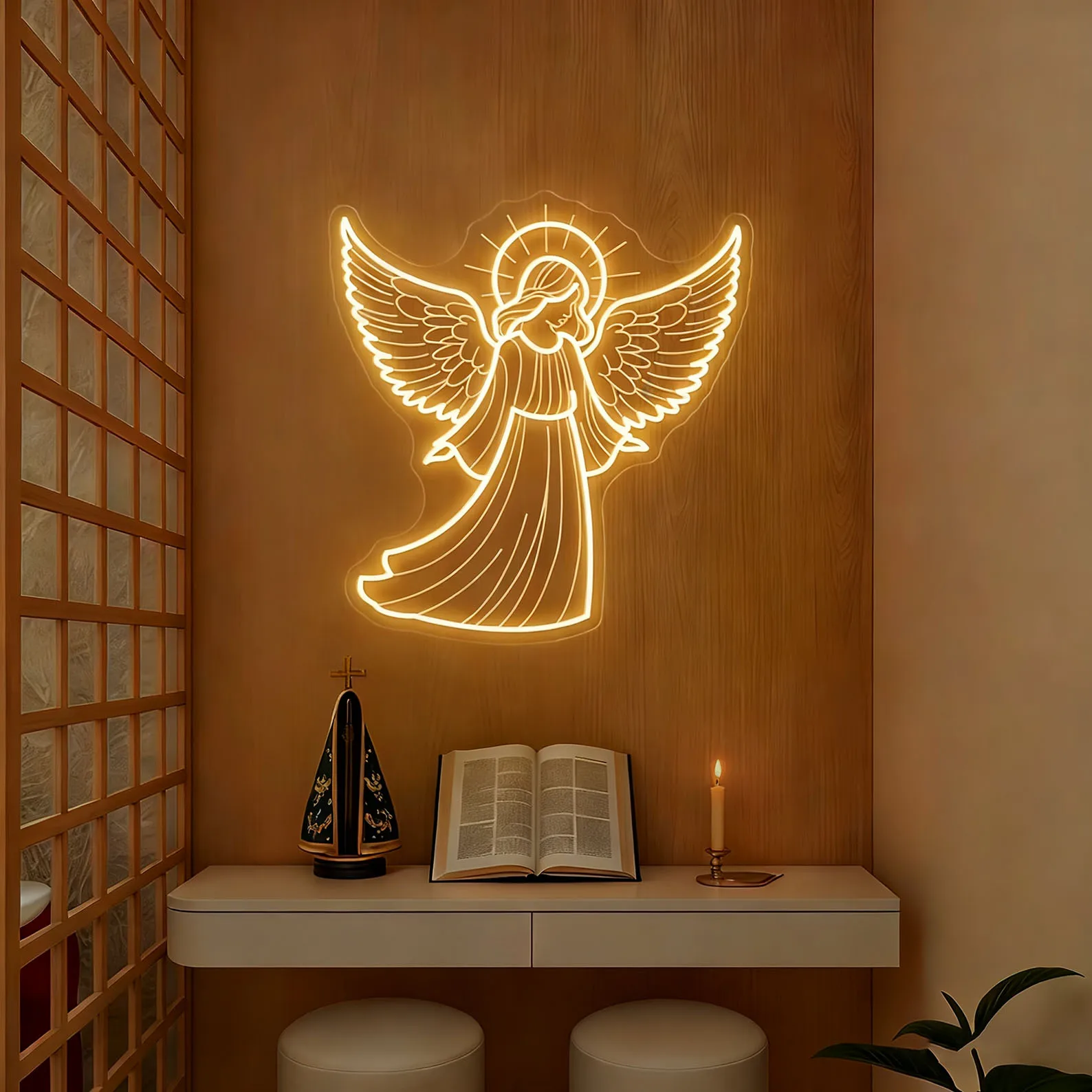 Angel Neon Sign,Angel Wall Decor,Guardian Angel Sign,Religion Decor,Angel Neon Art,Blessing Wall Decor,Glowing Guardian Art Gift
