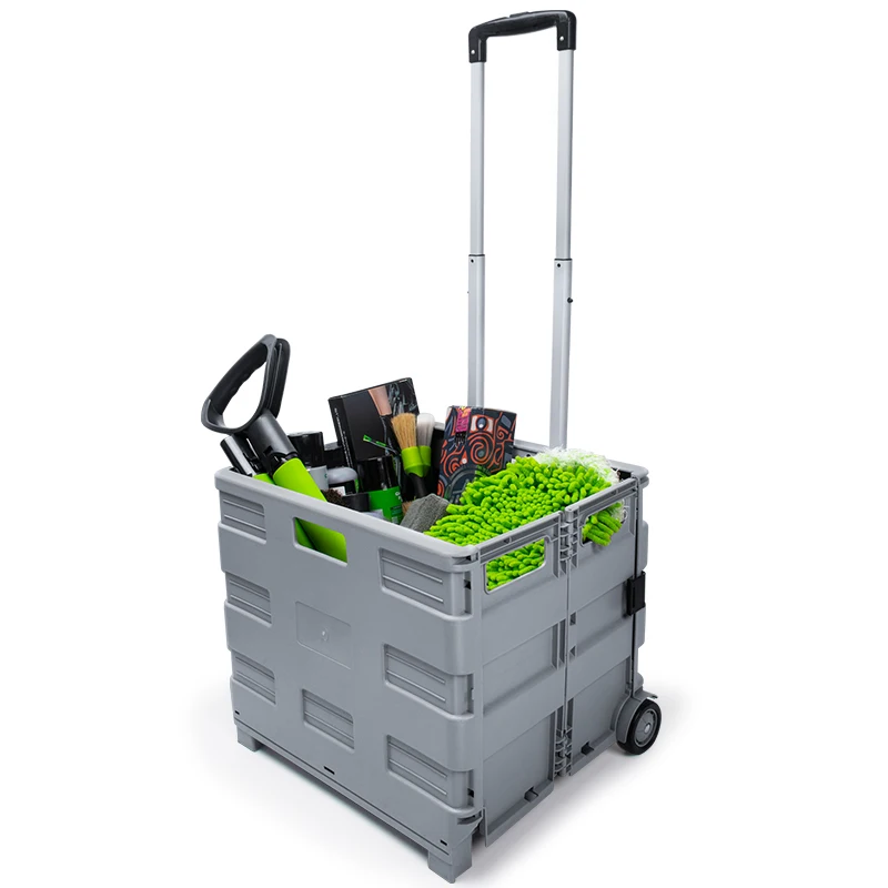 Carro de compras plegable, caja rodante portátil, carrito de mano con rueda giratoria, tapa oculta, mango telescópico plegable