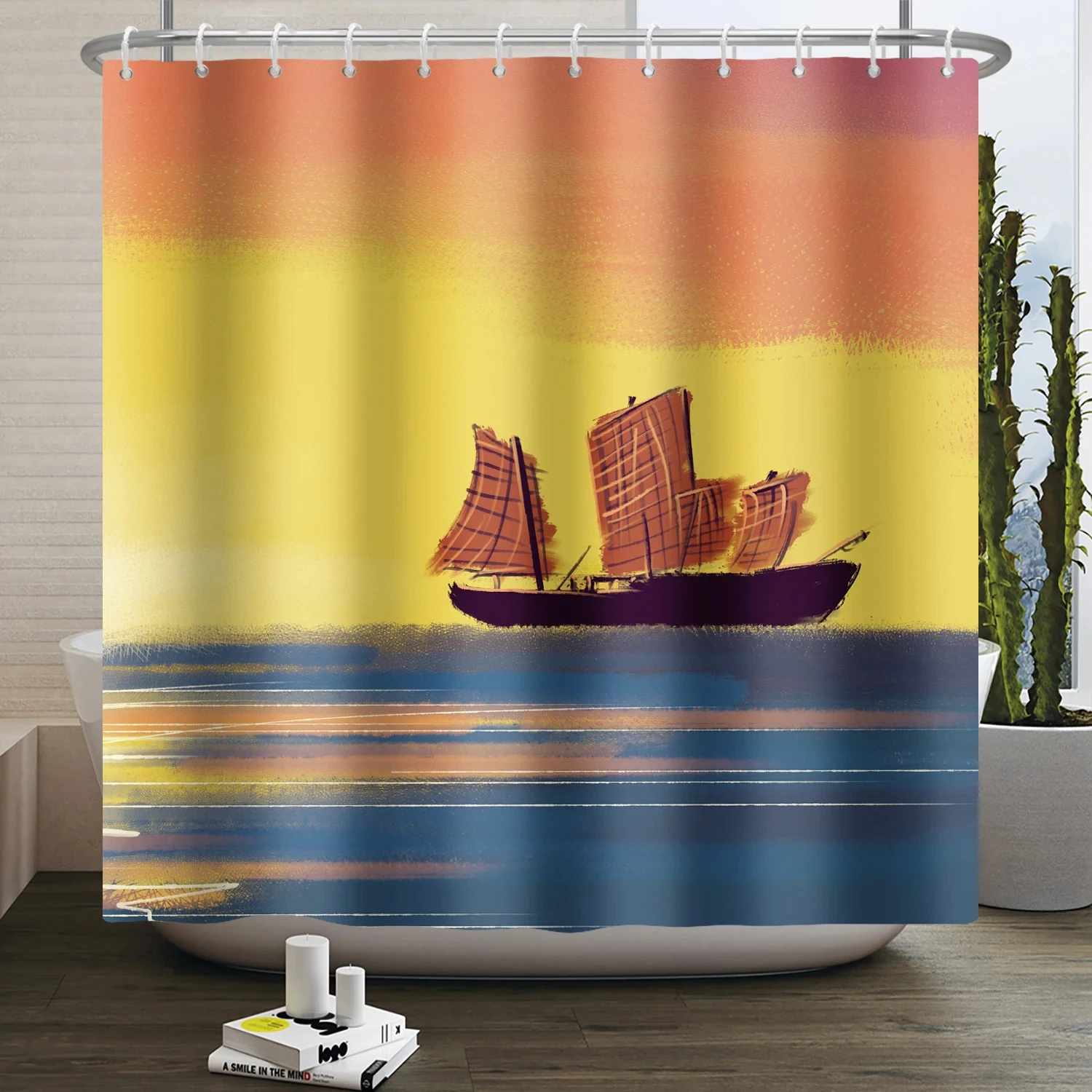 

Шторы для ванной с изображением Морского Пейзажа, занавески для ванной комнаты для маленьких мальчиков, декоративные занавески с крючками для ванной комнаты