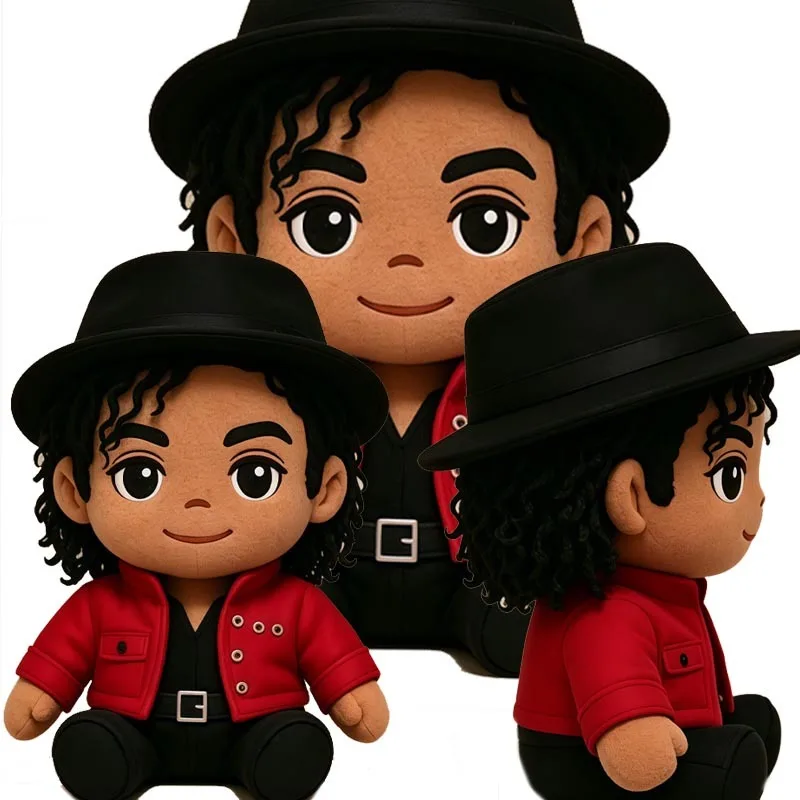 Movie Michael Plush Doll Salute Michael Path To Stardom Stuffed Doll Cute Classic White Stripe Suit Black Suit Plush Toy