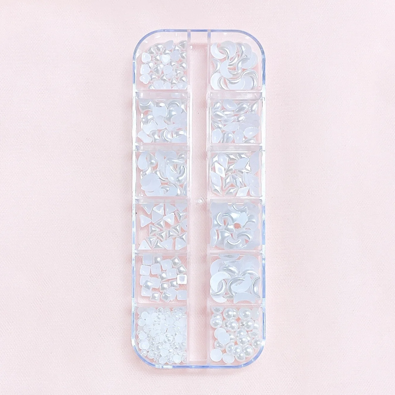 Moon Heart White Pearl Glitter Jewelry Nail Art Supplies Decoration 3D White Pearl Mix Set DIY Acrylic Nail Art Accessories