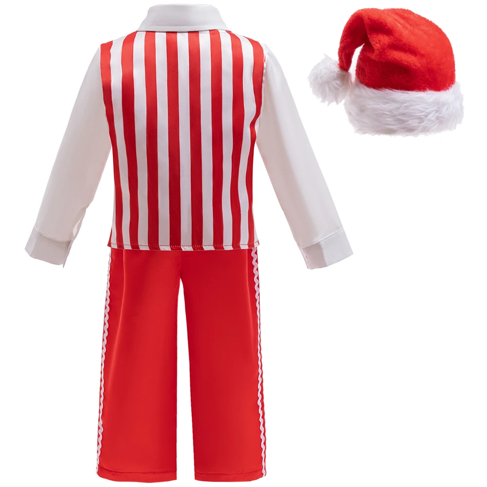 Disfraz de Papá Noel para niños, chaqueta de manga larga de Navidad, pantalones, sombrero, conjunto para niños, Navidad, Halloween, Cosplay, trajes de 3 piezas