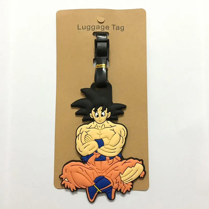 Anime Drachen ball Figur Sohn Goku Reisegepäck Cartoon Boarding Tag Anti-Lost tragbare Tasche Anhänger Dekor Kinder Geburtstags geschenk