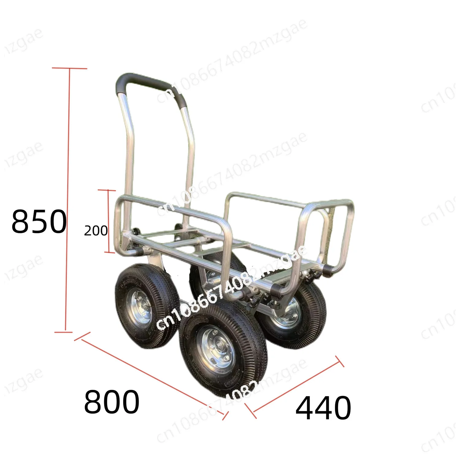 RD4513 four-wheeled aluminum cart with frame, four-wheeled trolley for pulling goods, hardware tools, flat trolley