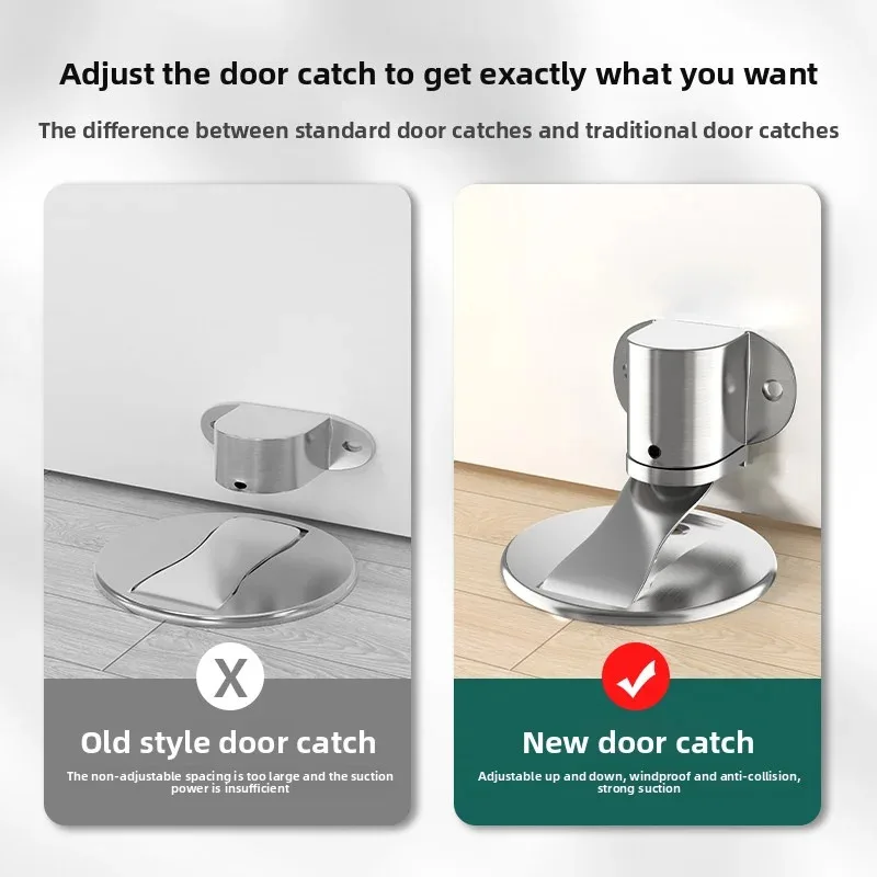 Регулируемый дверной стопор Магнитный дверной стопор без перфорации Сильный магнитный дверной стопор для предотвращения столкновений Невидимый