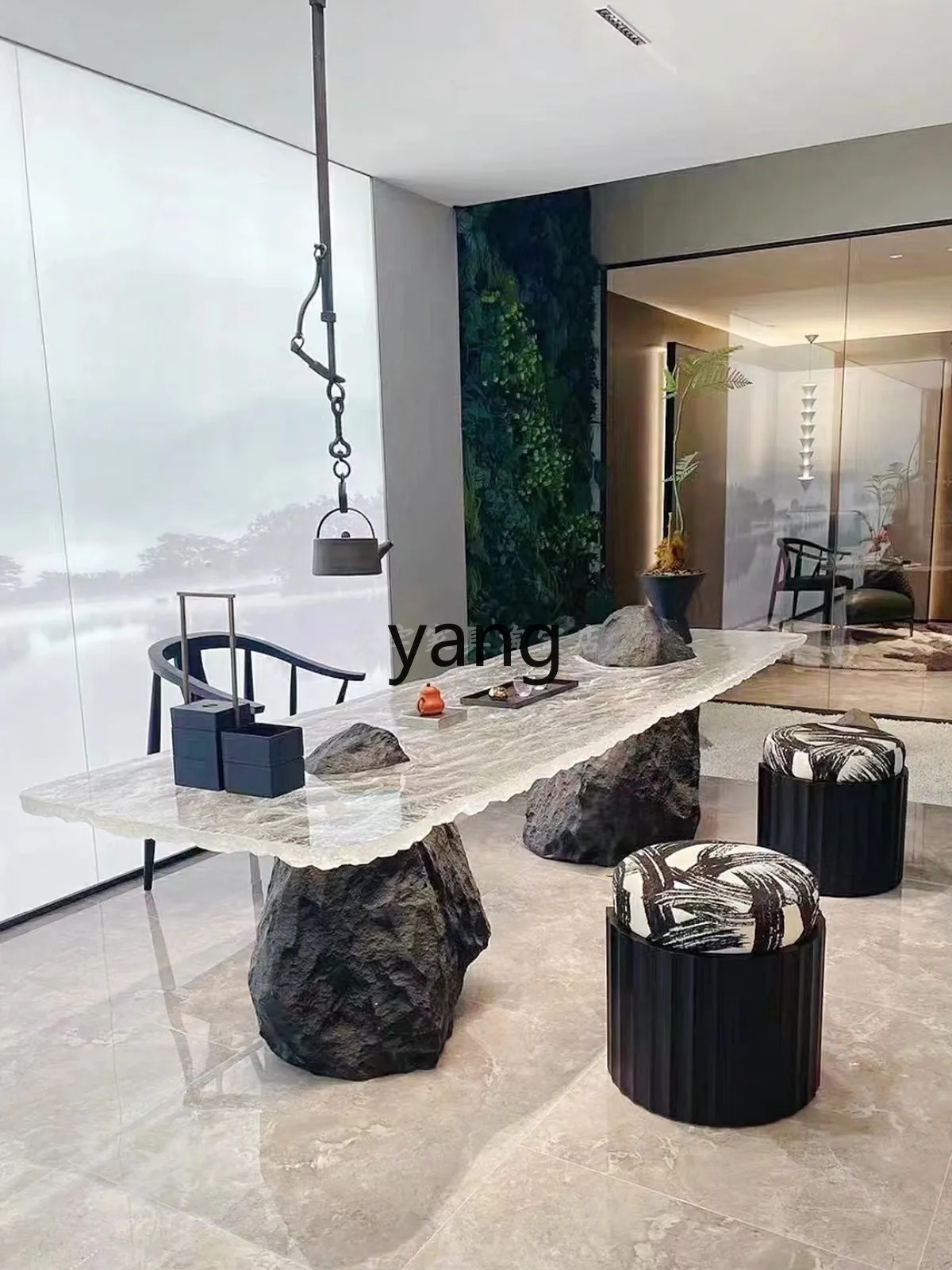 LMM Modern Simple Transparent Resin Tea Table Model Room Villa Hotel Sales Office Living Room Long Table