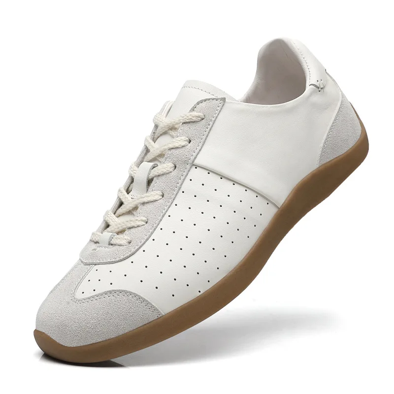 

Новые мужские повседневные туфли из натуральной кожи, дышащие спортивные туфли, стильные уличные лоферы на шнуровке