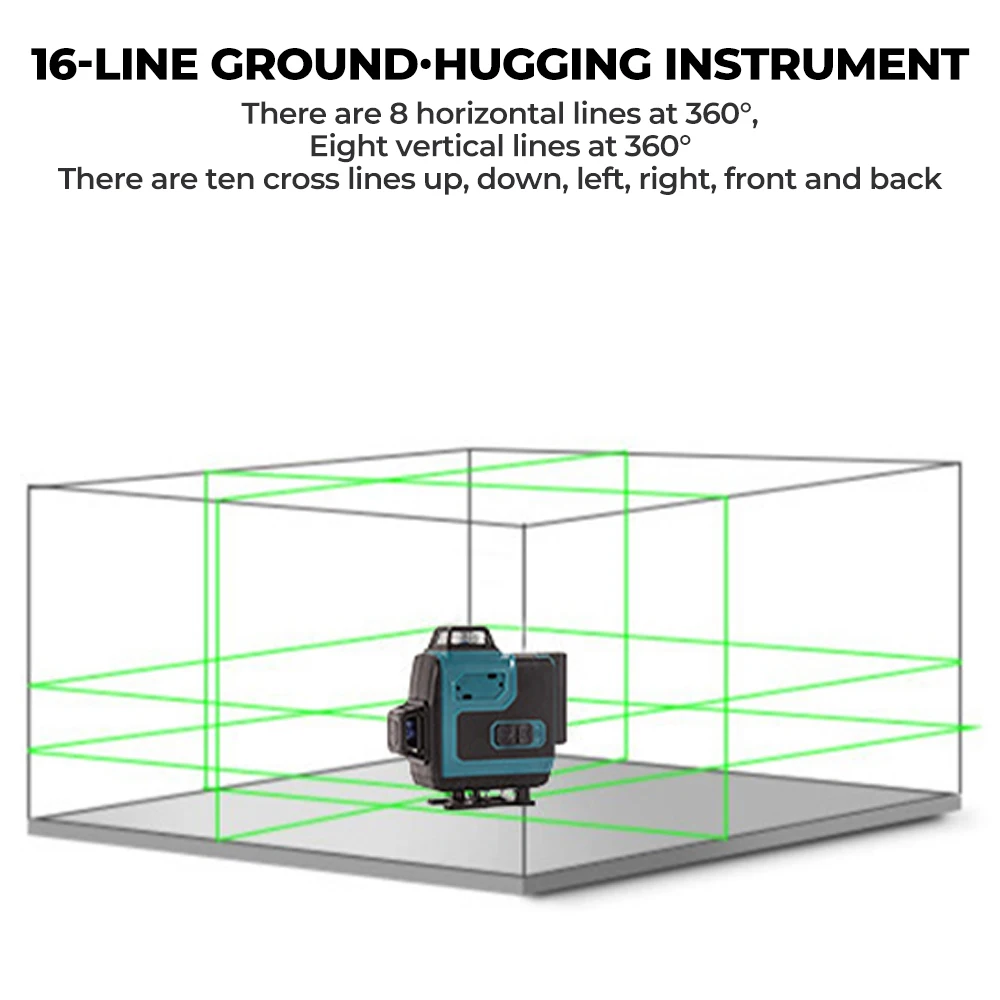 

16 Lines Laser Level High-Precision Green Line Self Leveling Portable 360 Green Beam Horizontal Vertical Laser Level