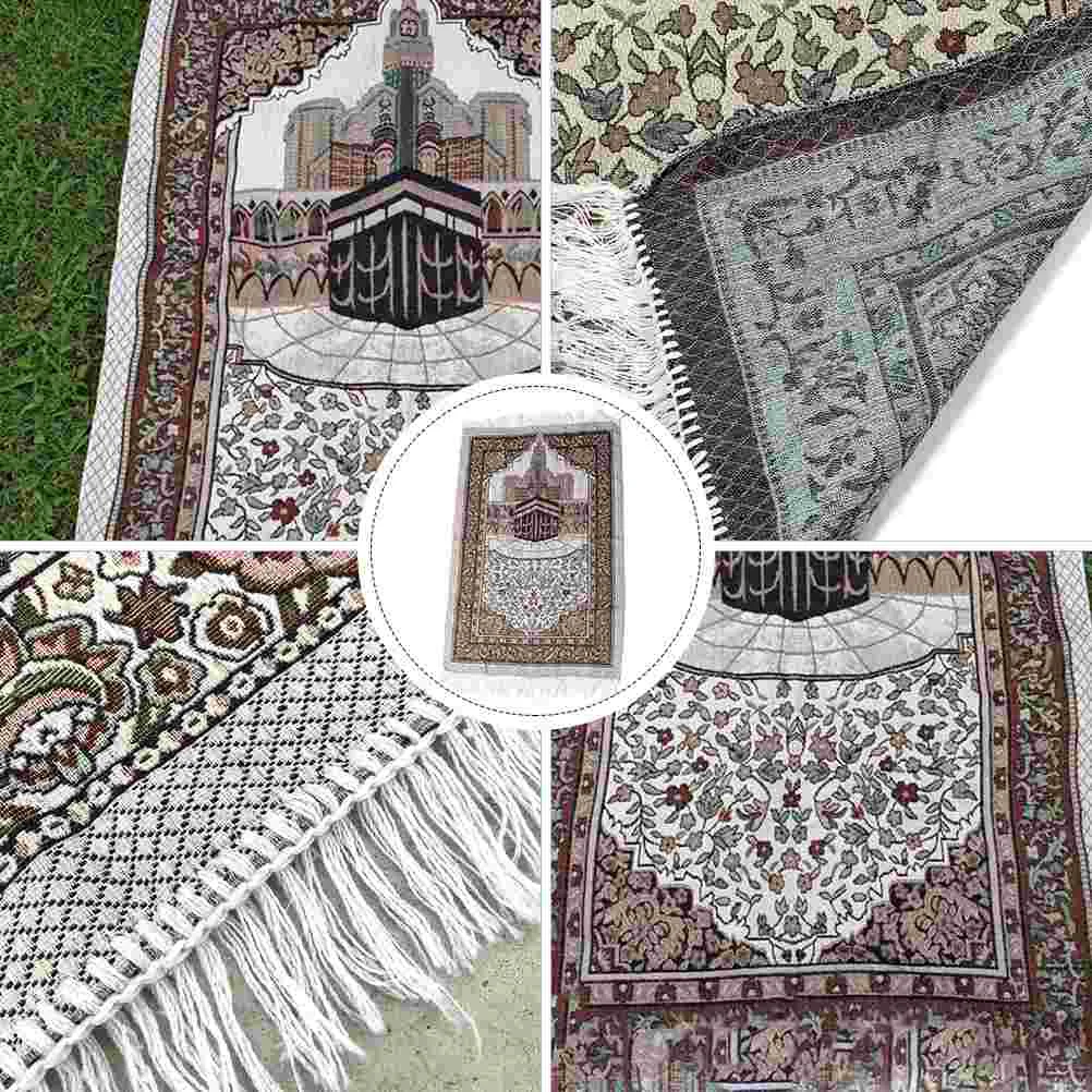 Muslim Prayer Blanket Runner Rug Aesthetic Mats Jute Carpet Pocket Islamic Beads Kids Rugs Cotton Area