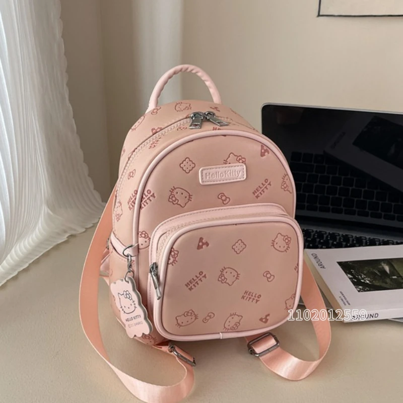 

Hello Kitty New Mini Backpack Fashion Trend Women's Casual Backpack PU High Quality Girls Schoolbag High Quality Large Capacity