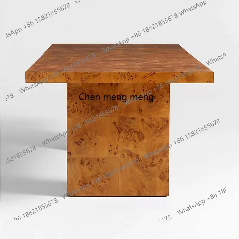 Medieval solid wood, pattern price art dining table, retro rectangular oak home dining table