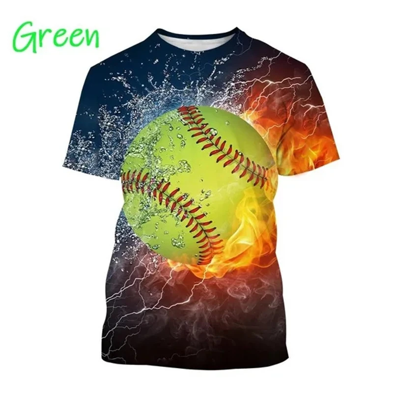 Hot Sale Baseball Pattern Printing Personality 3D T-shirt Sports Softball Unisex Harajuku Quick-drying Short-sleeved T Shirt Top