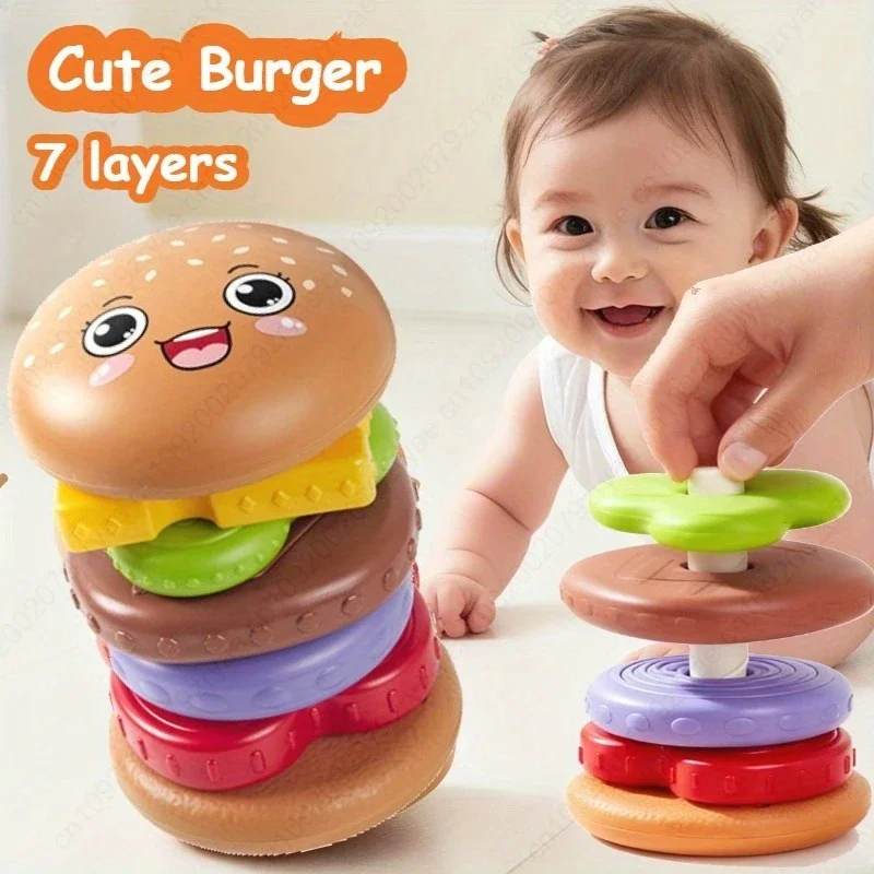 Juguetes apilables de hamburguesas para niños, juguete de comida