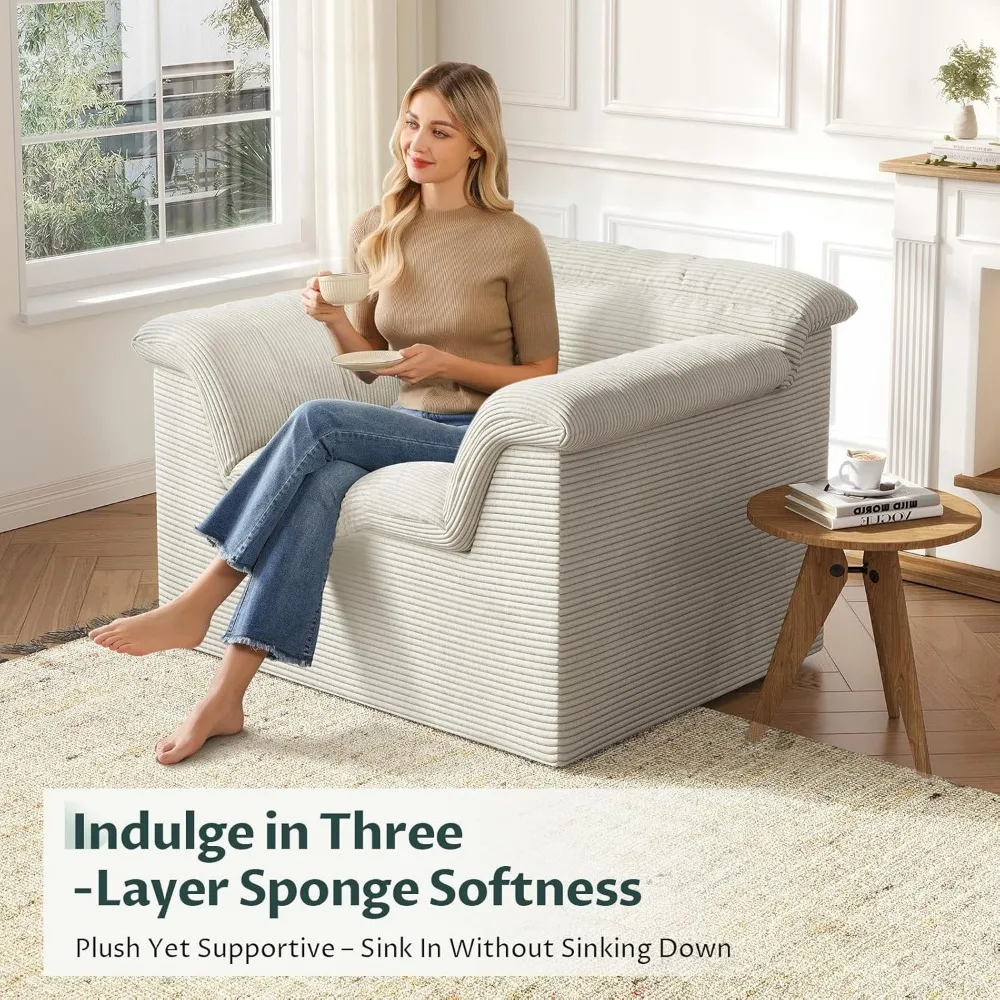 Eigentijdse modulaire sectionele bank, diepzitcomfort, enkele bank in corduroy stof voor de woonkamer