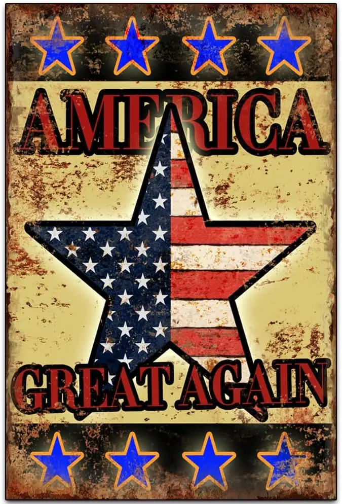 American Great Again - Funny Retro Classic Art Wall Decoration - Coffee Bar Tin ​Metal Signs Artwork - Original Vintage Design T