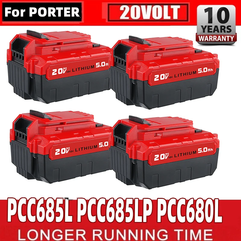 

1/2/4 шт., 5,0 Ач, 20 В PCC685L, литий-ионная замена для кабеля Porter, аккумуляторный штифт 20 В, совместимый с аккумуляторными электроинструментами PCC680L PCC682L