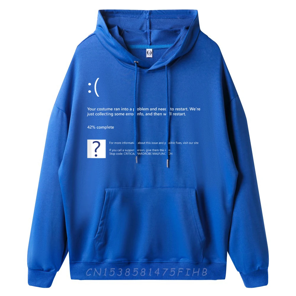 Hoodies Blue Screen Of Death Bsod Coat Retro Printed Long Sleeve Crew Neck Female Graphic Sweatshirt Outdoor Tops