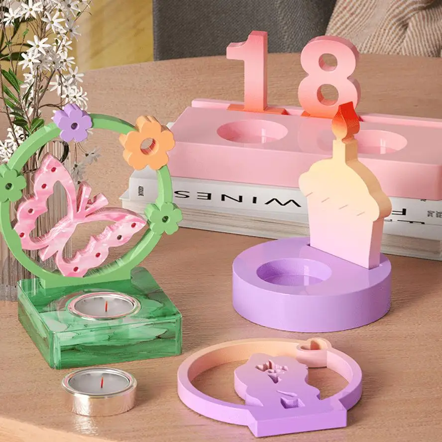 Creative Digital Decorative Ornament Candle Holder Gypsum Mold DIY Silicone Mold Suitable Home Festival Party Molds Supplies