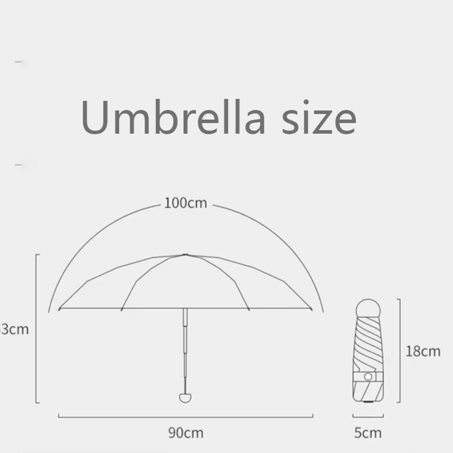 Six Bones Capsule Fruit Umbrella UV Shade Vinyl Clear Umbrella Folding Pocket Sun Umbrella Mini Sun Umbrella