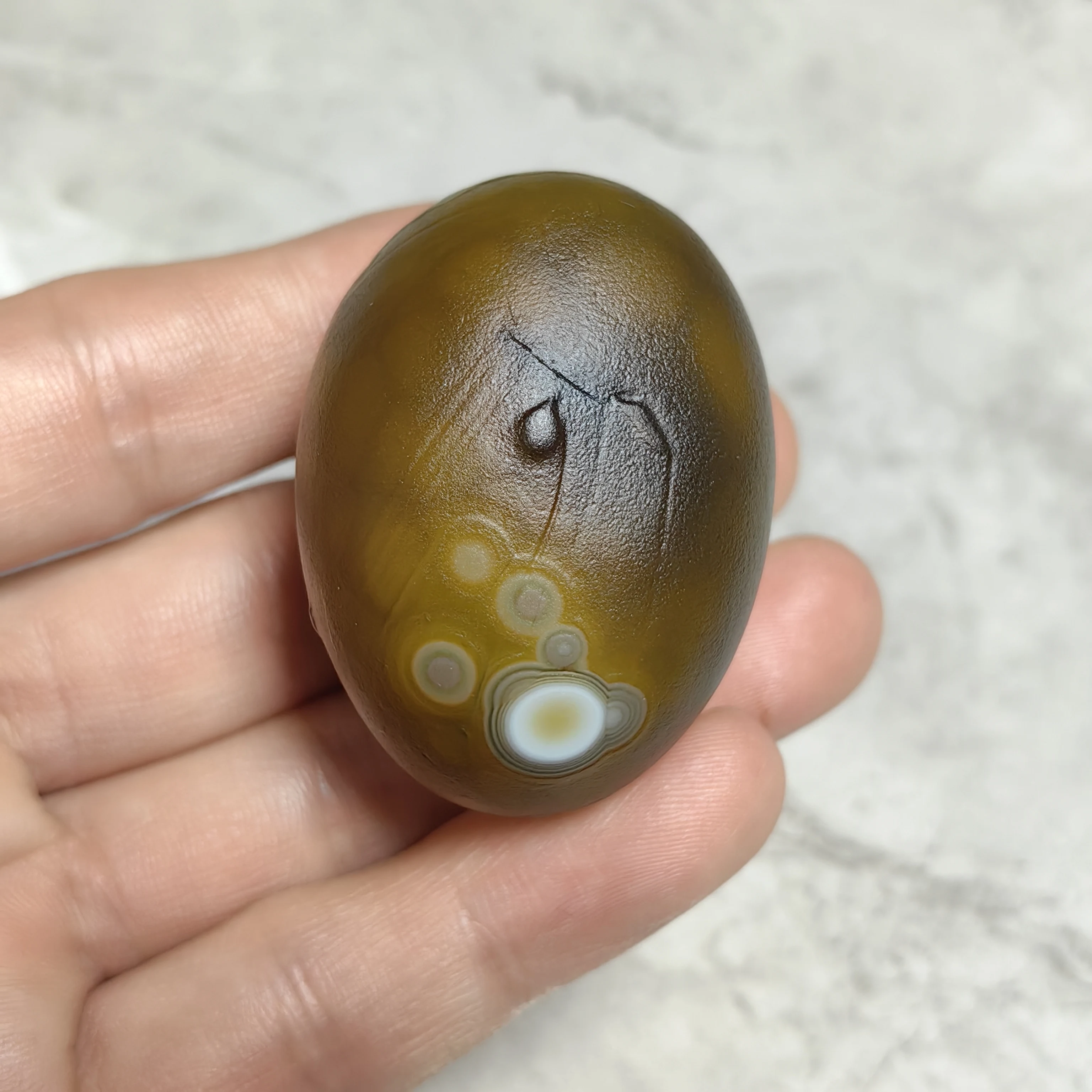 Pure Natural Divine Eyes Agate Palm Stones Good Luck,Stress Relief,Against Negativity,Reiki Meditation DIY Jewelry Decoration