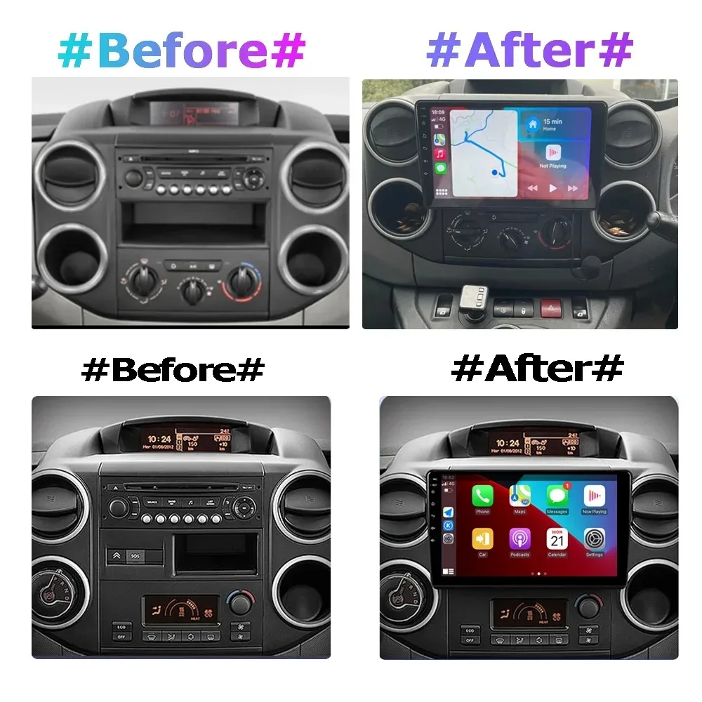 Car Radio Android For Citroen Berlingo B9 and Peugeot Partner 2008-2019 2Din 9inch Touch Screen Multimedia Player with Carplay