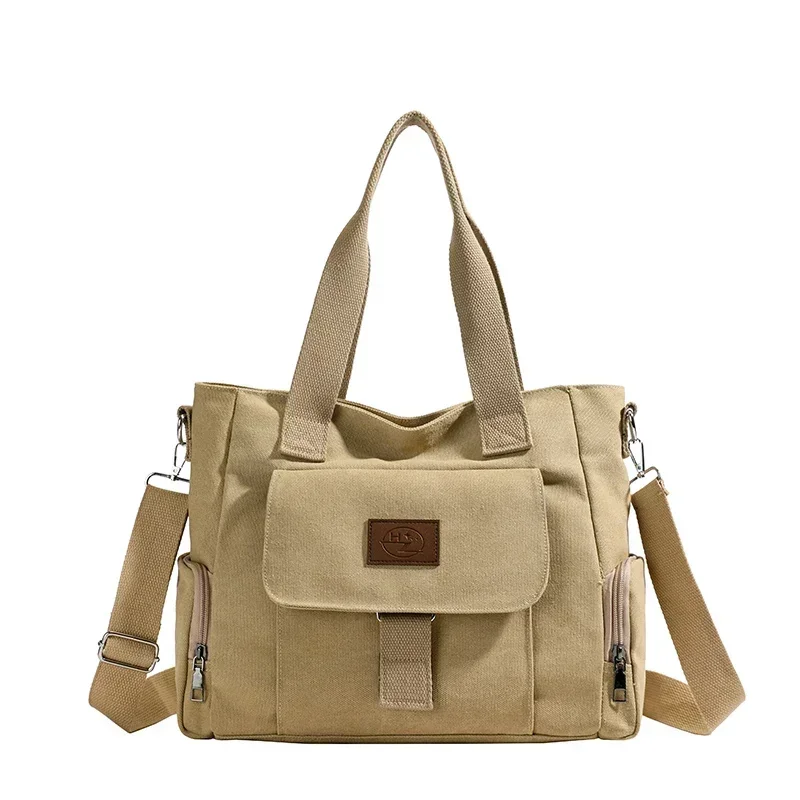 Lona simples sacola 2024 nova cor sólida zíper moda bolsa de ombro alta beleza macio grande capacidade versátil crossbody saco