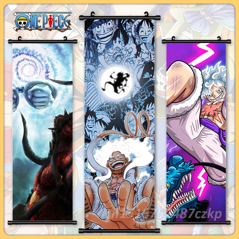 Home Decor Anime Poster Wall Art One Piece Luffy 5th Gear Painting Zoro Hanging Scroll Kaido Print Japanese Picture Poster