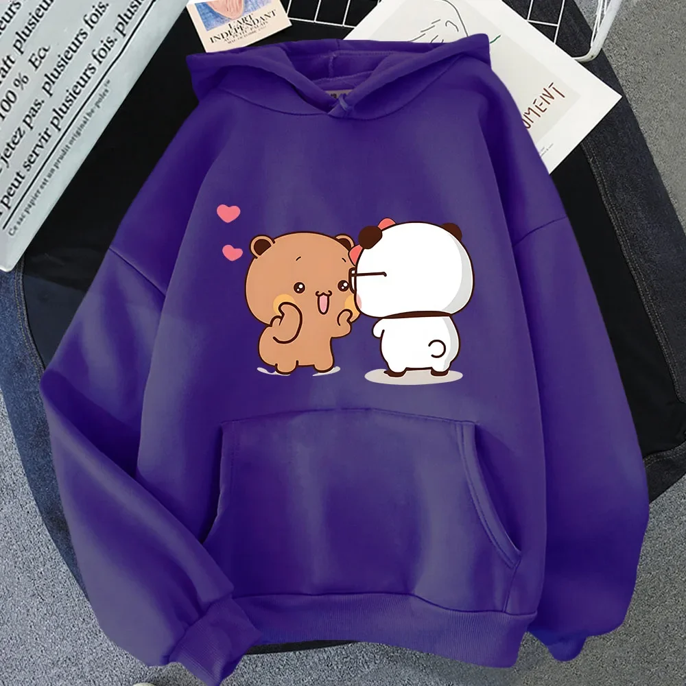 Bubu e dudu moletom com capuz gráfico para meninas kawaii panda e urso moletom de lã sudaderas roupas masculinas streetwear feminino