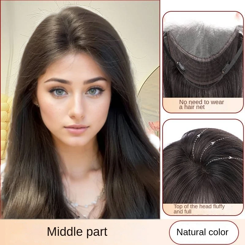 Topper per capelli umani con cinturino regolabile per donna Parrucchino frontale invisibile Topper in pizzo con separazione libera per capelli diradati