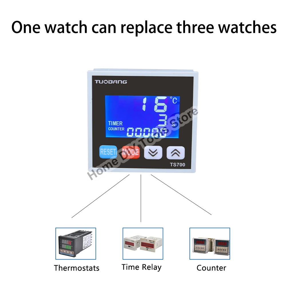 3 IN 1 Digital Temperature Controller AC100~240V Timer Counting Thermometer Thermostat Heating/Cooling Temperature Regulator