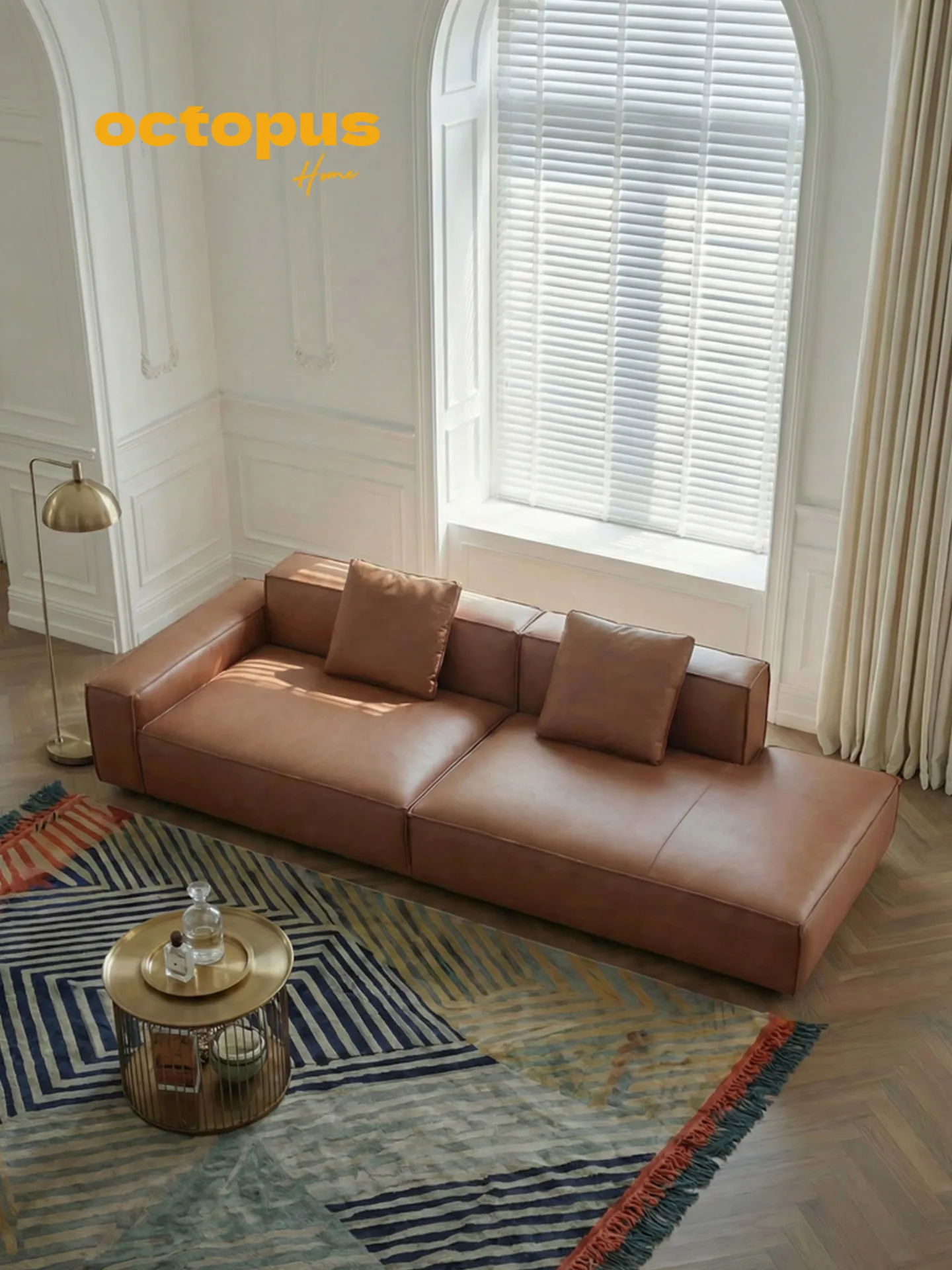 Concubine sofa/Italian minimalist first-layer cowhide one-character leather single armrest sofa