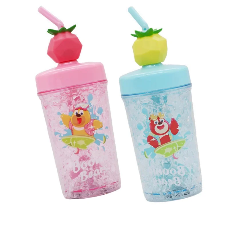 Joyful World Cartoon Bear Toy Water Bottle - Big Bear & Little Bear Crushed Ice Cold Drink Cup - Children's Gift & Souvenir