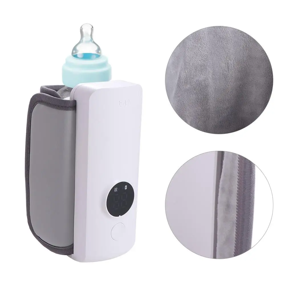 USB Rechargeable Baby Bottle Warmer 6Levels Temperature Adjustment Milk Heater Insulated Sleeve with Temperature Display