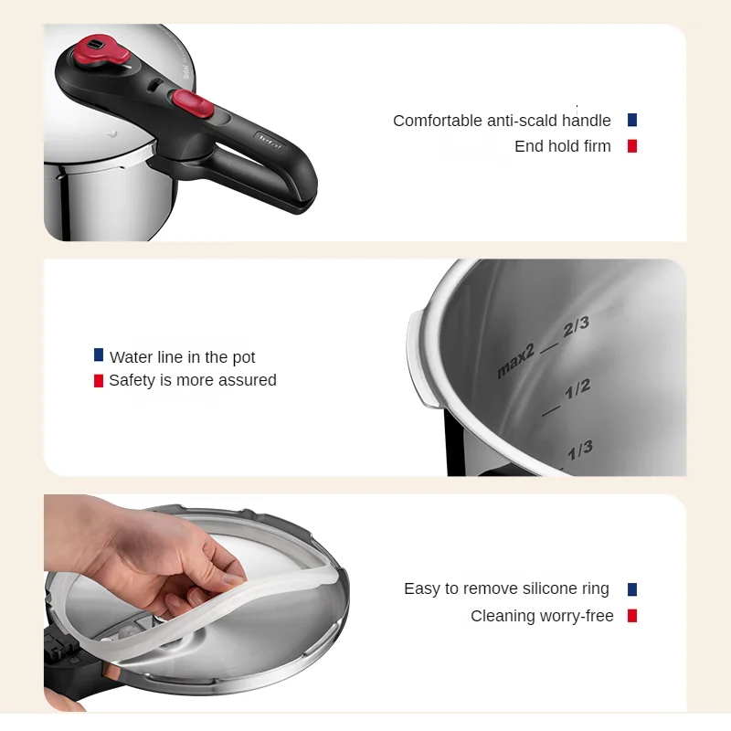 طنجرة ضغط ثقيل من الفولاذ المقاوم للصدأ ، سعة كبيرة ، مقاومة للانفجار ، مناسبة للبوتاجاز الحثي ومواقد الغاز ، 6 لتر #5