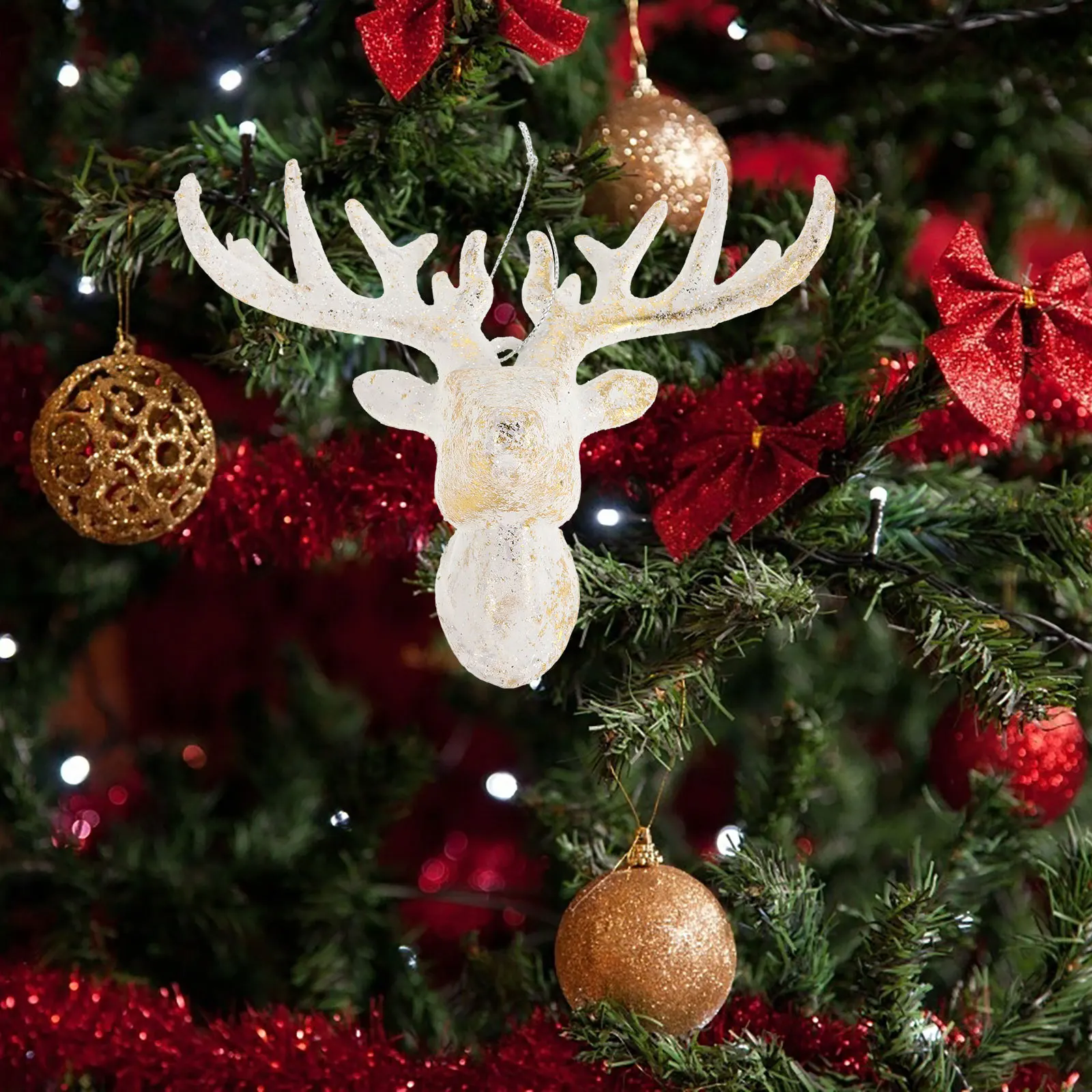 

6Pcs Christmas Tree Hanging Ornaments Shatterproof Pinecone Snowflake Reindeer Vintage Style Holiday Decorations