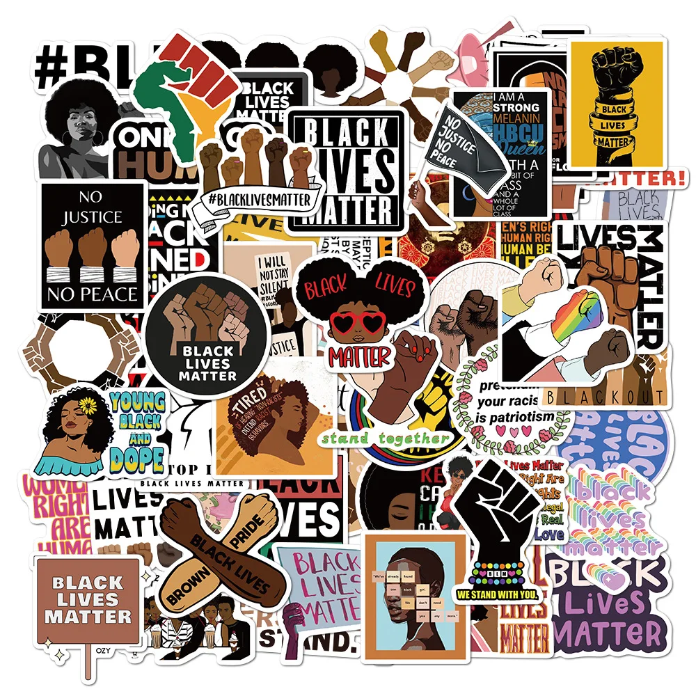 100Pcs Black Lives Matter Right Defense Stickers Pack Blm sticker Non-random Luggage Sticker Laptop Skateboard Motor Car Decal