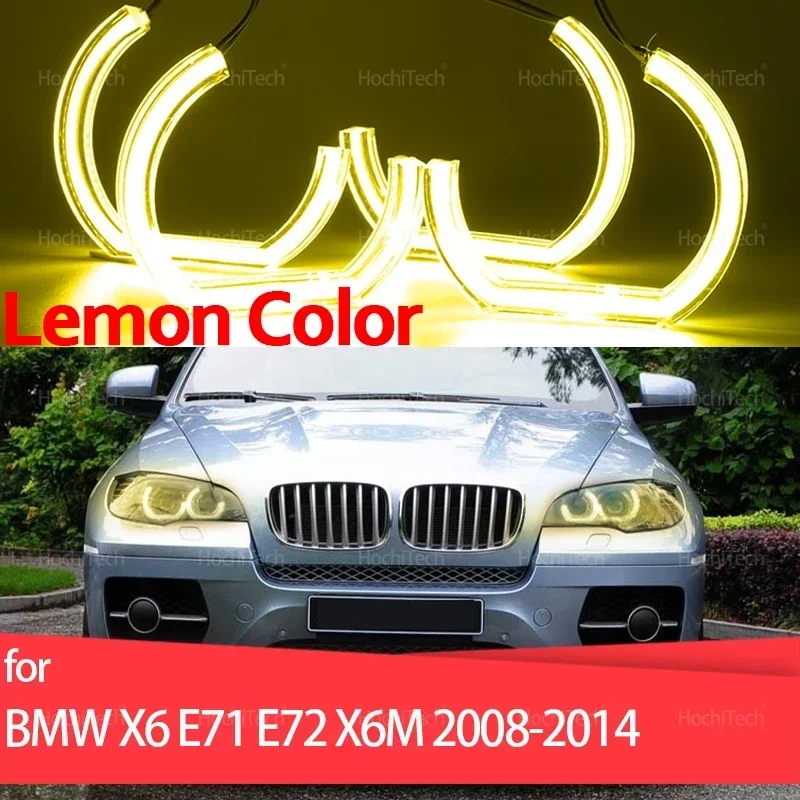 

For BMW X6 E71 E72 X6M 2008-2014 Accessories Day Light DRL Angel Eyes LED CSL Style Lemon Yellow Headlight Ring Kit