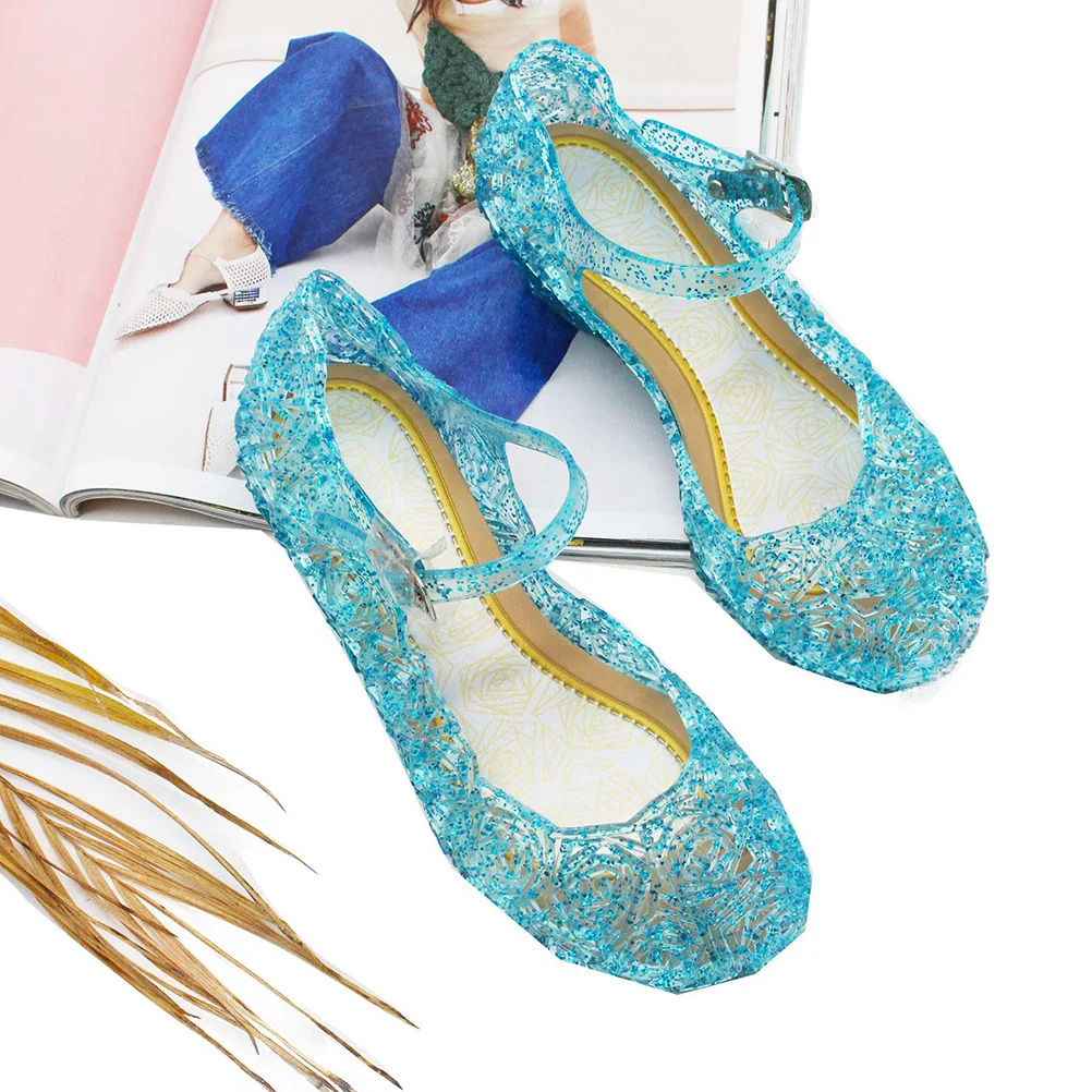 1 Pasang Sandal Anak Jelly Biru Langit Ukuran 35 Sepatu Kreatif Nyaman Tahan Lama Hak Tinggi untuk Anak Perempuan Pesta Sehari-hari