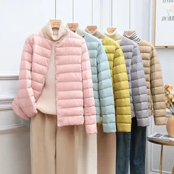 Women Spring Jacket 2023 New Arrival Korean Slim Fit Warm Liner Down Coat Ultralight Collarless Female 90% White Duck Down Parka